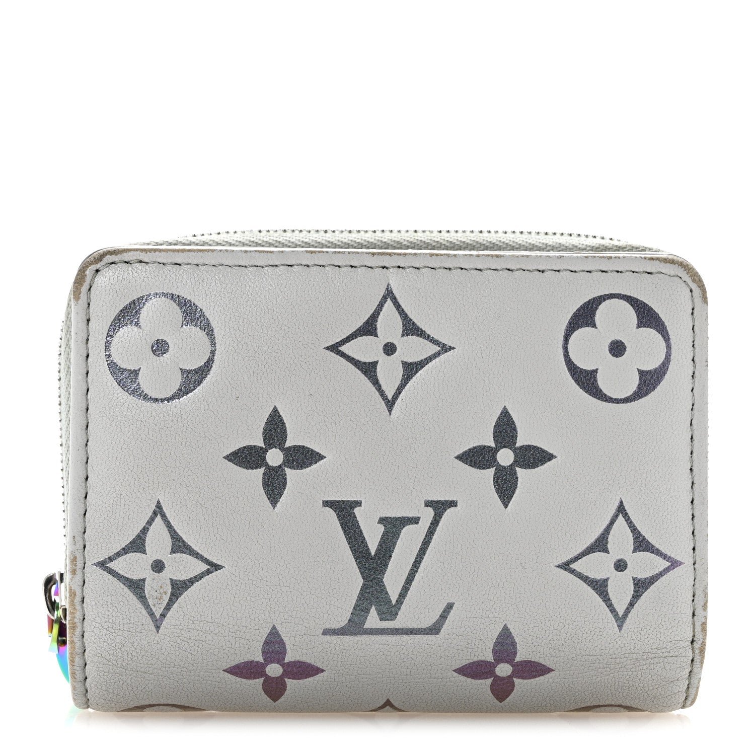 Louis Vuitton Lambskin Embossed Monogram LV Ski Lou Coussin Wallet Gray