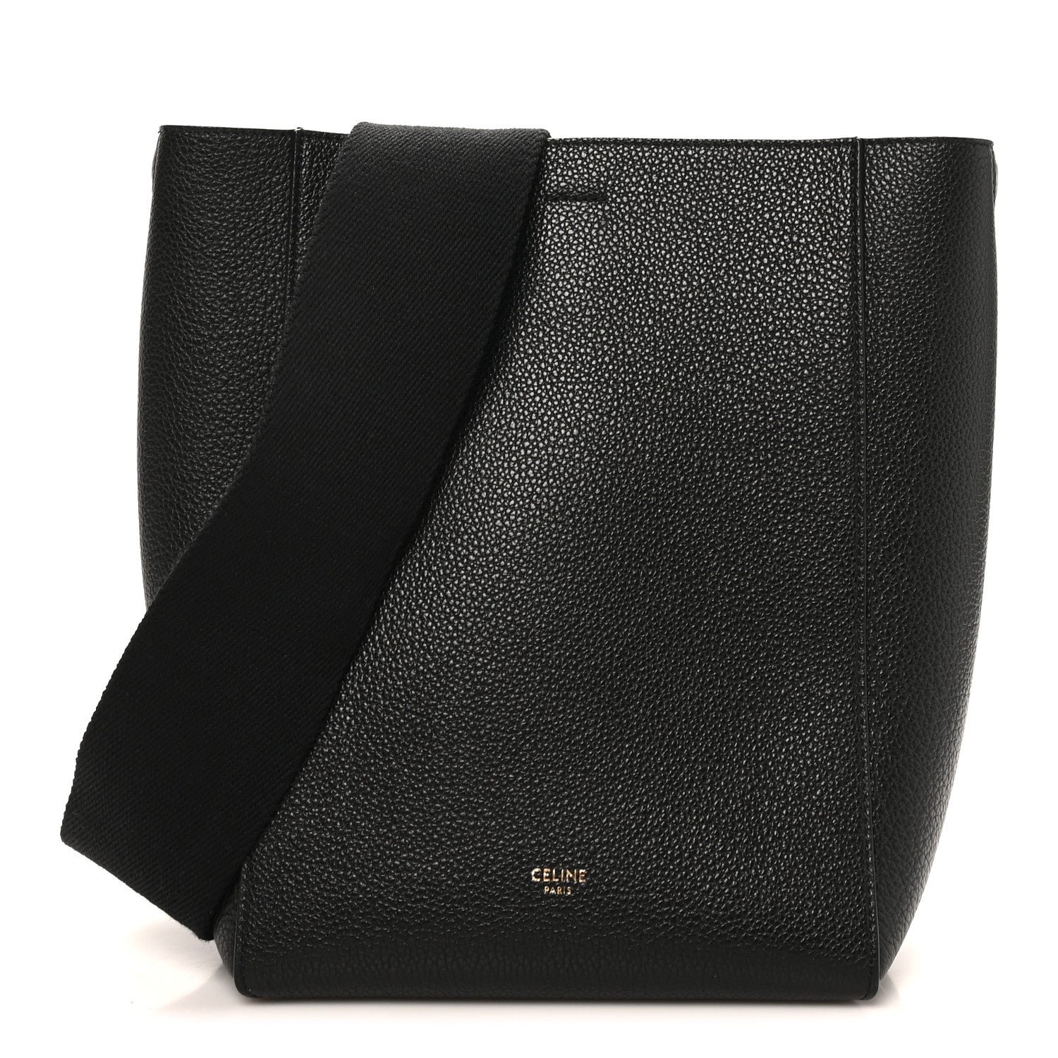Celine Soft Grained Calfskin Small Sangle Bucket Bag Black