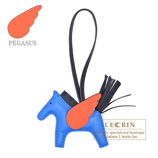 Hermes Rodeo charm Pegasus PM Blue hydra/Blue nuit/Tangerine Agneau/Swift leather