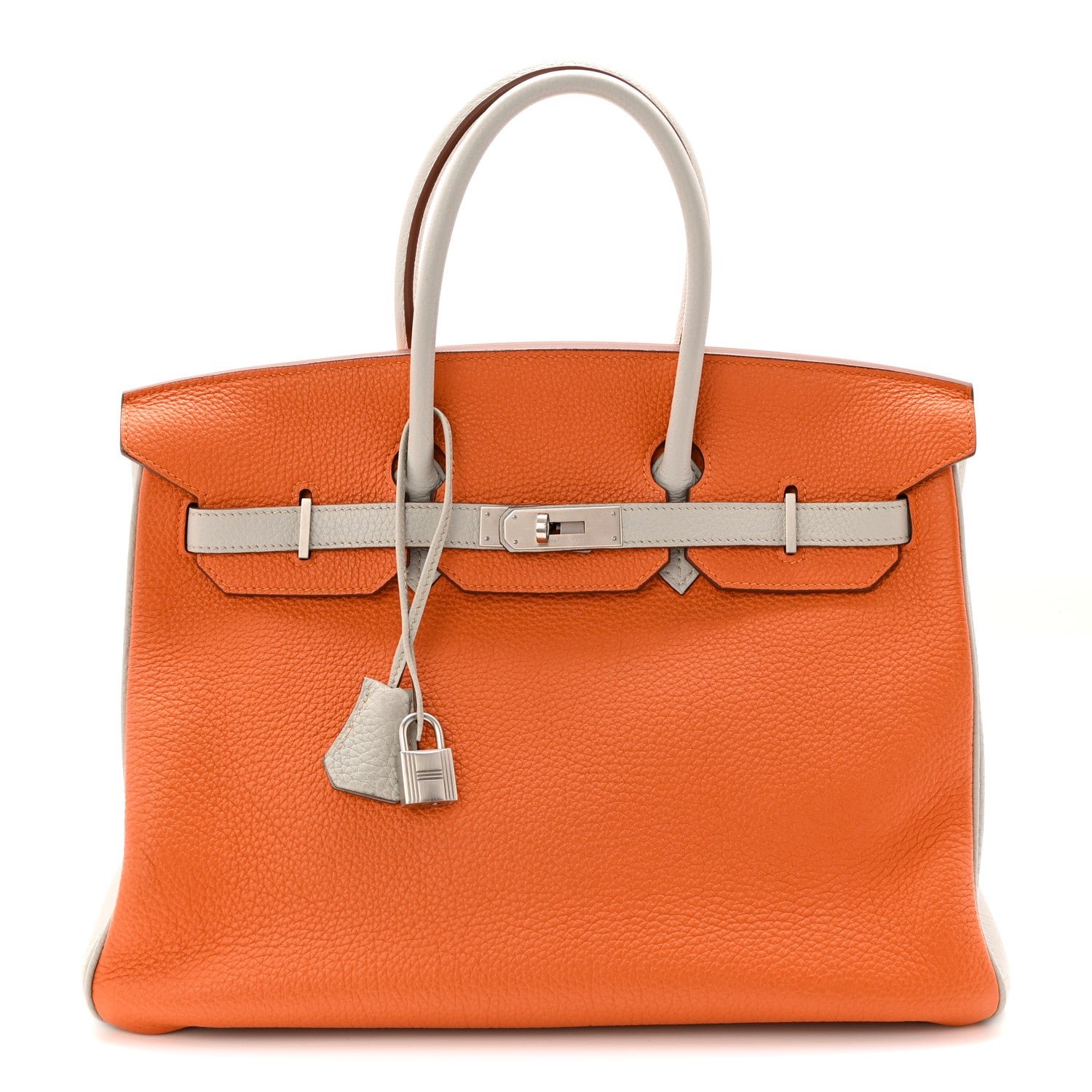 Hermes Togo Horseshoe Birkin 35 Orange Gris Perle