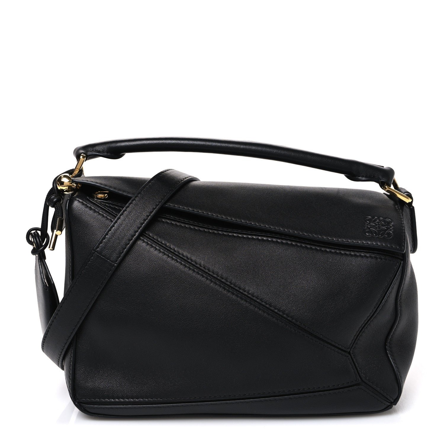 Loewe Nappa Lambskin Small Featherlight Puzzle Bag Black