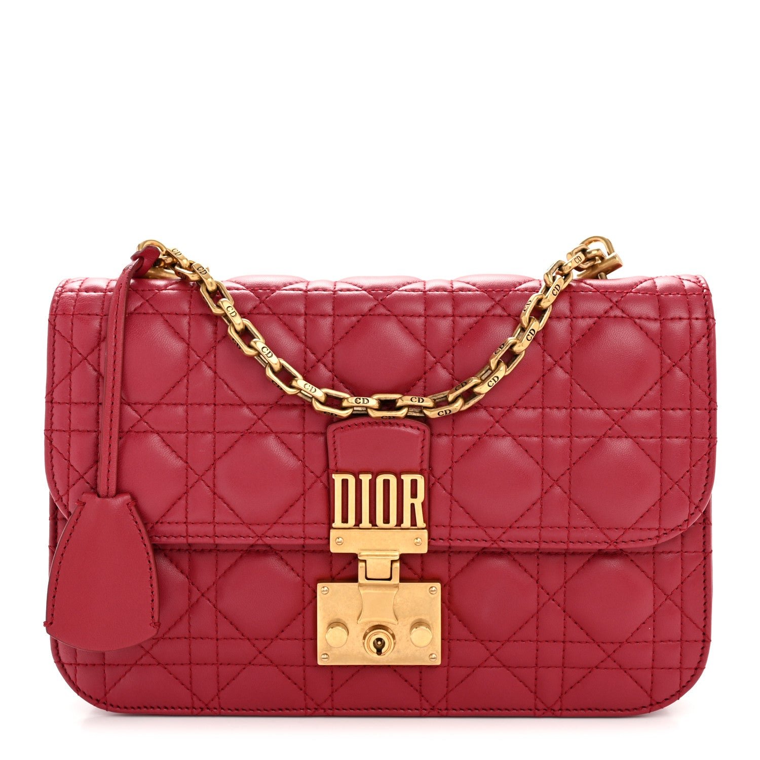 Dior Christian Dior Lambskin Cannage Large Dioraddict Flap Red