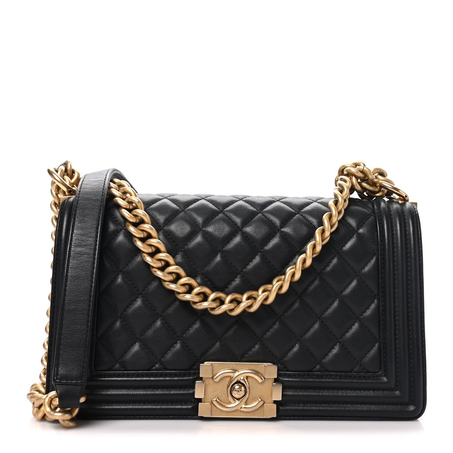 Chanel Lambskin Quilted Medium Boy Flap Black