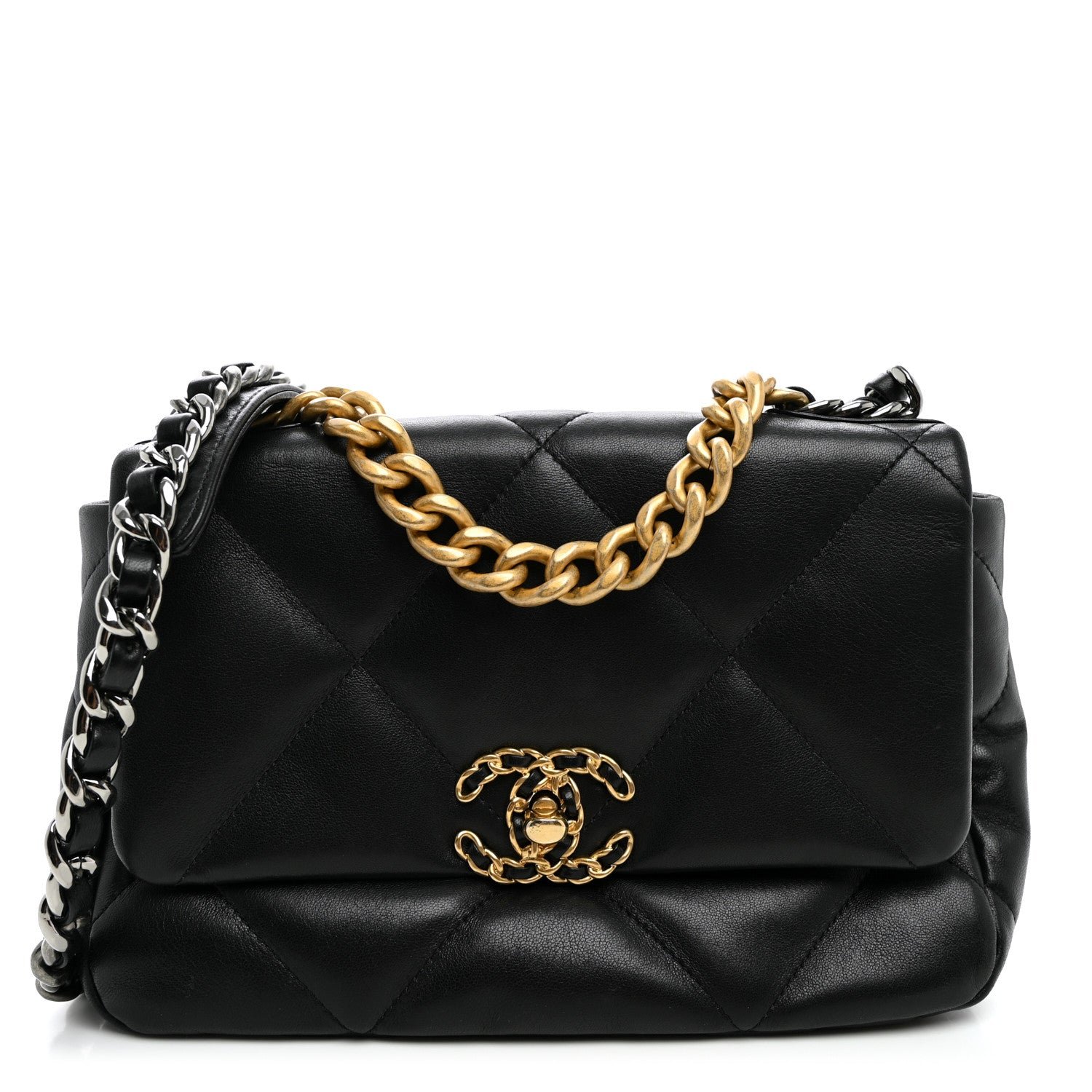 Chanel Lambskin Quilted Medium Chanel 19 Flap Black