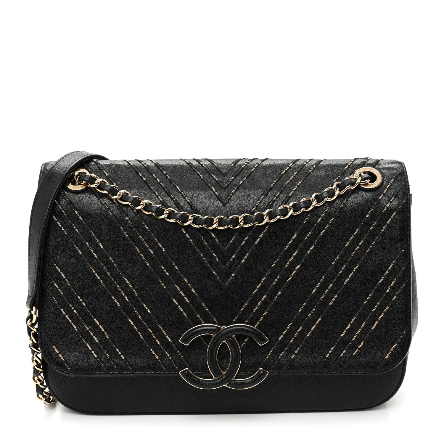 Chanel Sheepskin Chain CC Subtle Flap Black