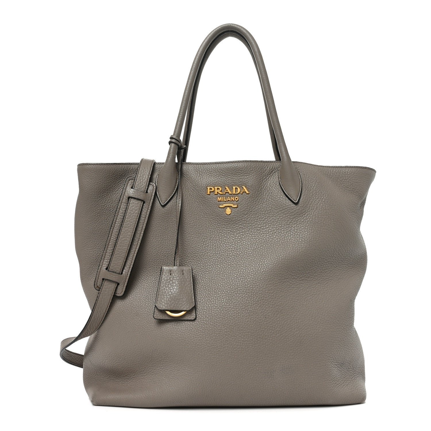 Prada Prada Vitello Daino Zippered Tote Argilla