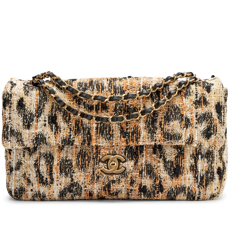 Brown, Black, and White Leopard Tweed Métiers D’Art Souplissimo Maxi Flap Bag Gold Hardware, 2026