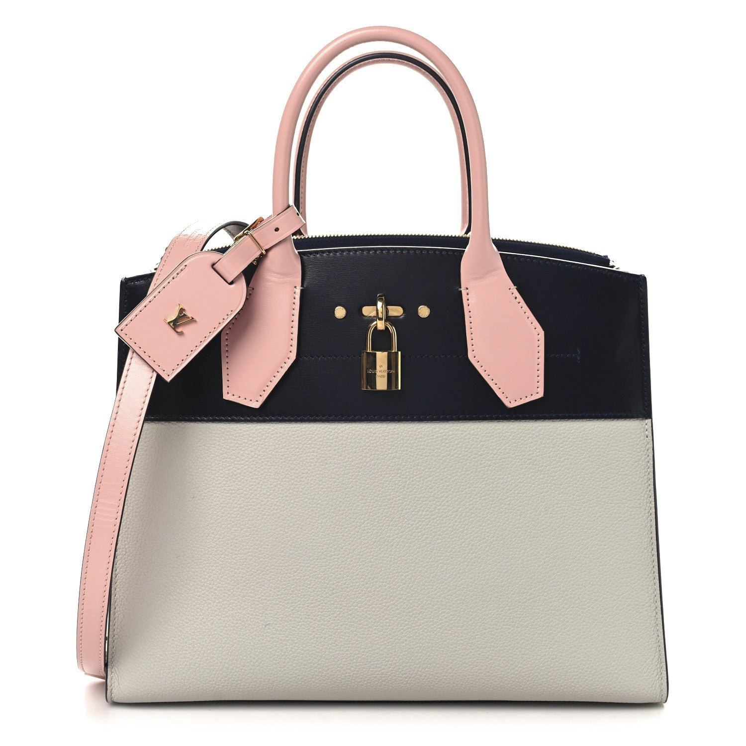 Louis Vuitton Calfskin City Steamer MM Gris Antartica Navy Rose Doux