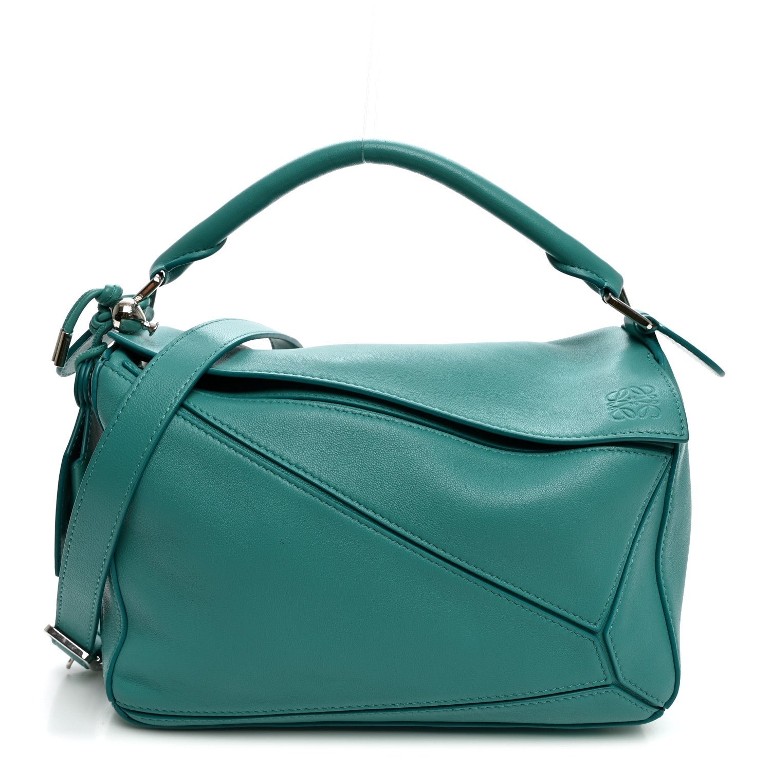 Loewe Nappa Lambskin Small Featherlight Puzzle Bag Aquamarine