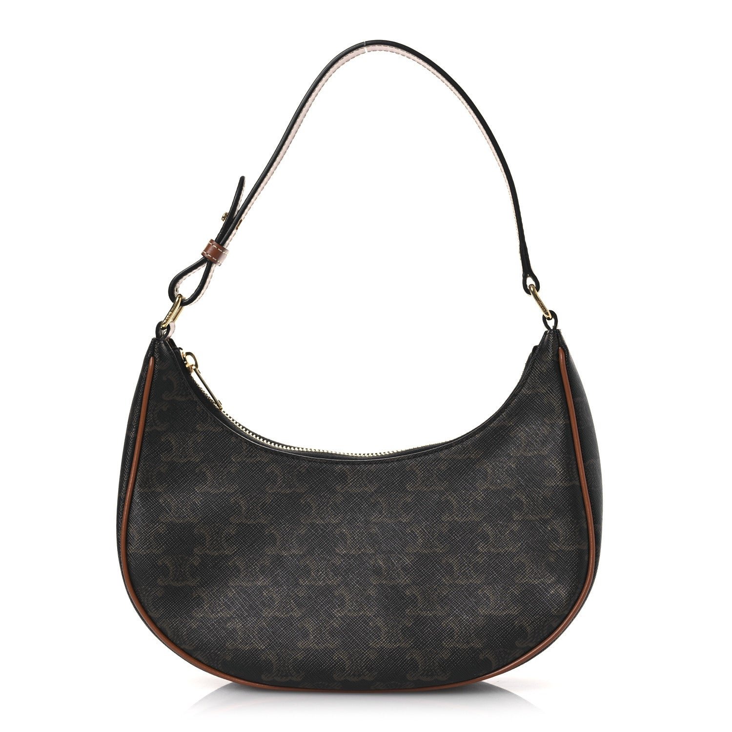 Celine Triomphe Canvas Calfskin Ava Shoulder Bag Tan