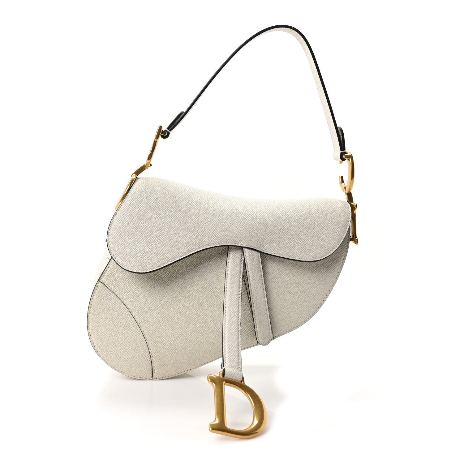 Christian Dior Grained Calfskin Saddle Bag Latte