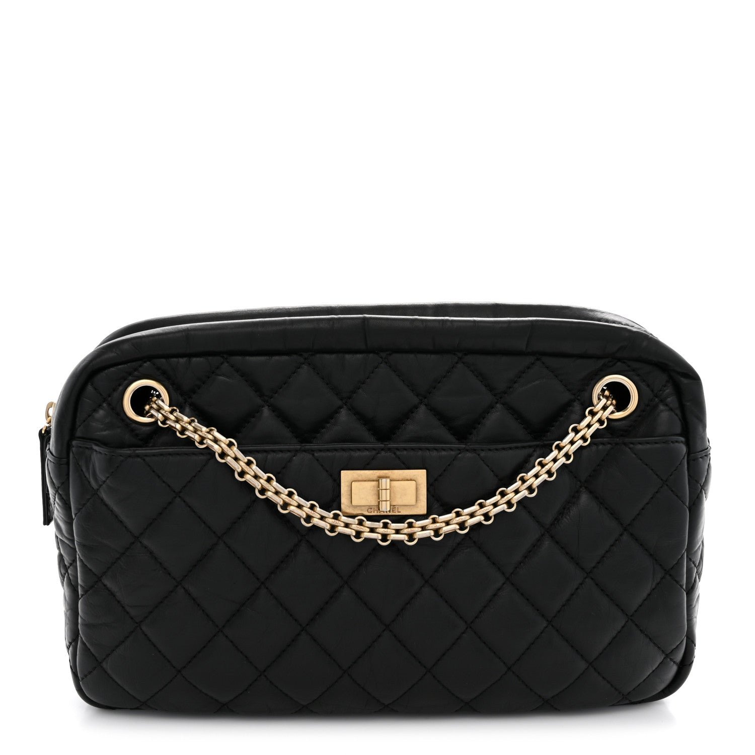 Chanel Aged Calfskin Quilted Medium Reissue Camera Case Black