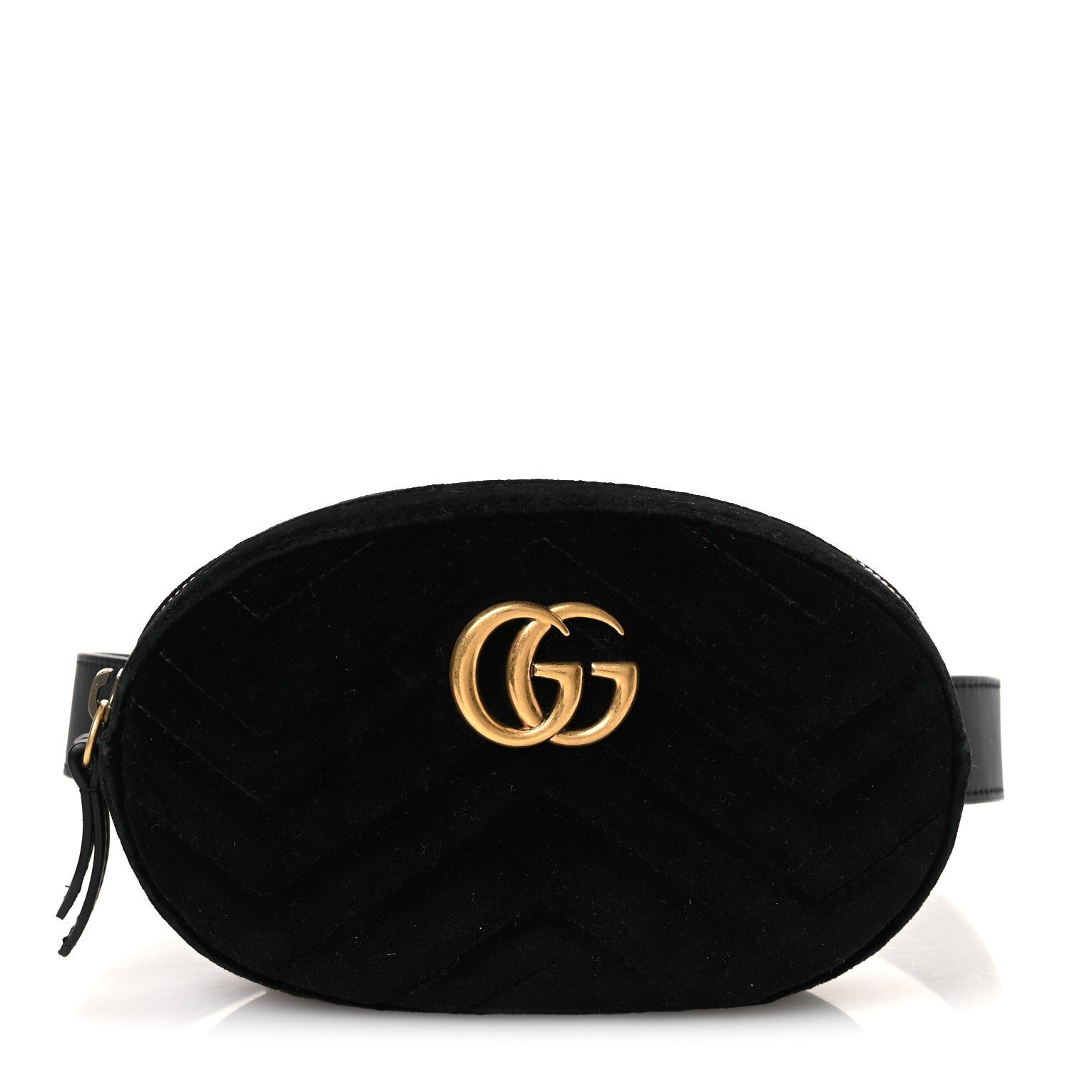 Gucci Velvet Matelasse GG Marmont Belt Bag Black 95 38 Black