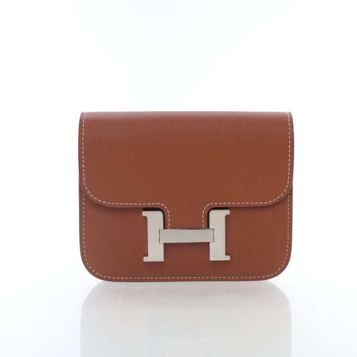 Hermes Gold Evercolor Constance Slim Wallet