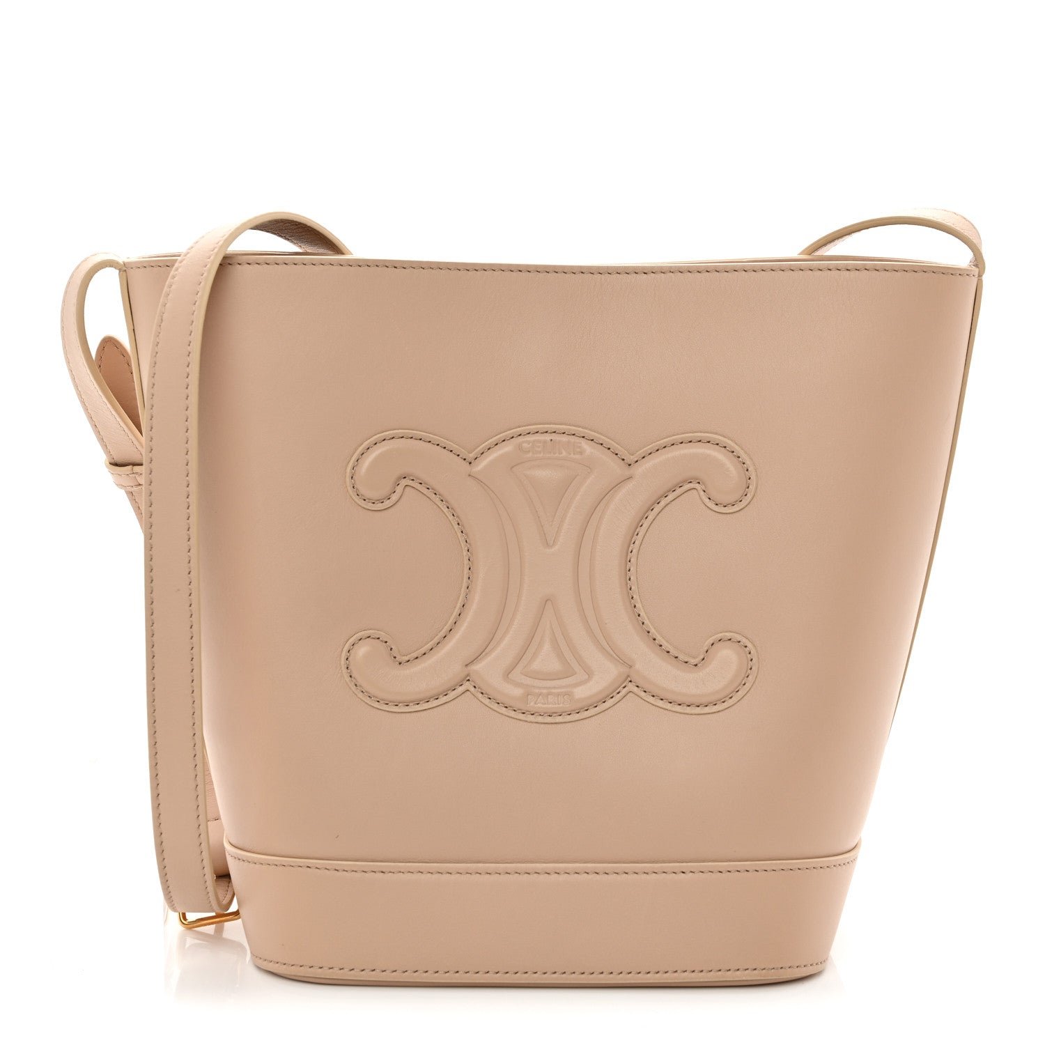 Celine Smooth Calfskin Small Cuir Triomphe Bucket Bag Nude