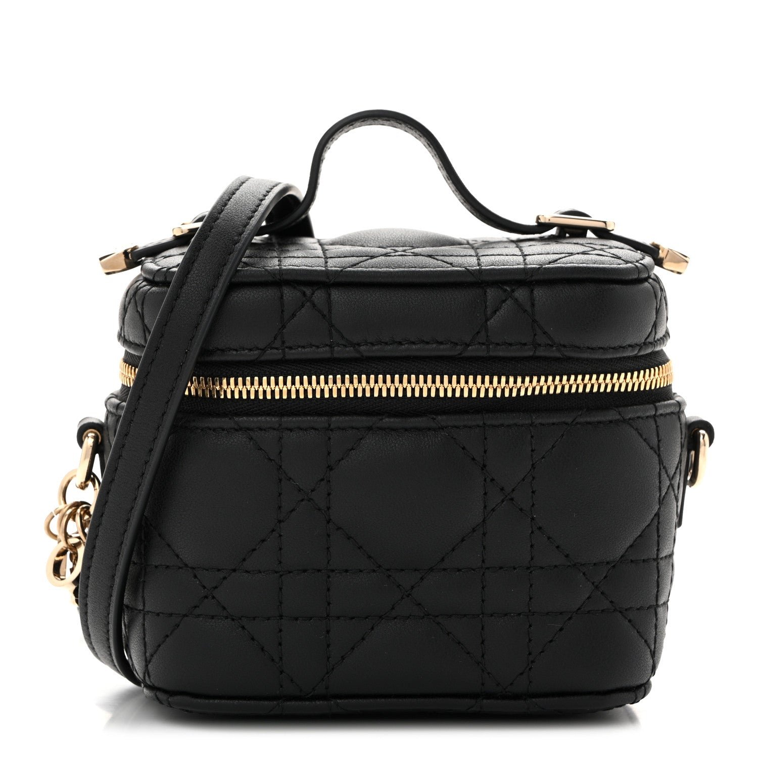 Christian Dior Lambskin Cannage Micro Lady Dior Vanity Case Black
