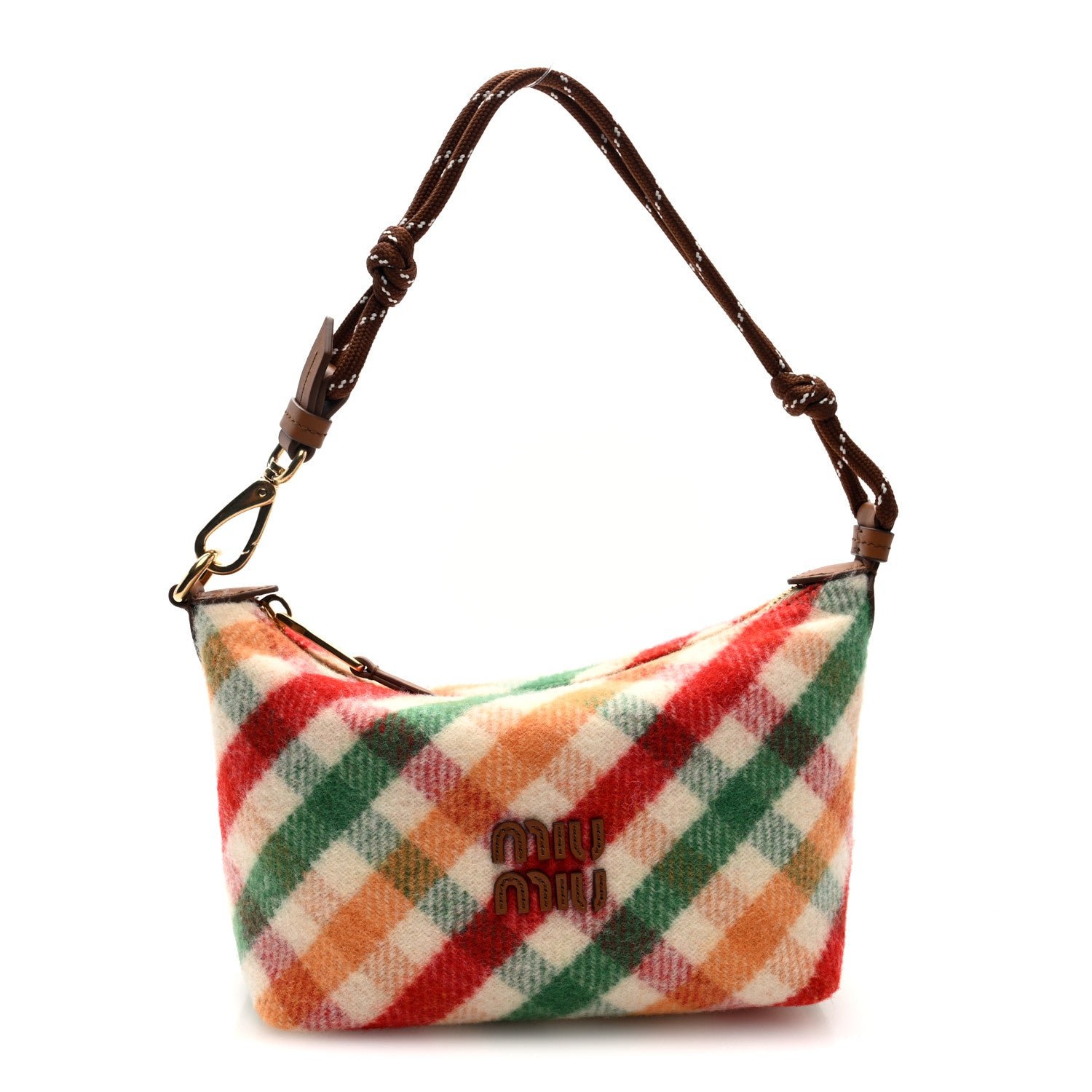 Miu Miu Tartan Matelasse Plaid Hand Bag Rosso Verde