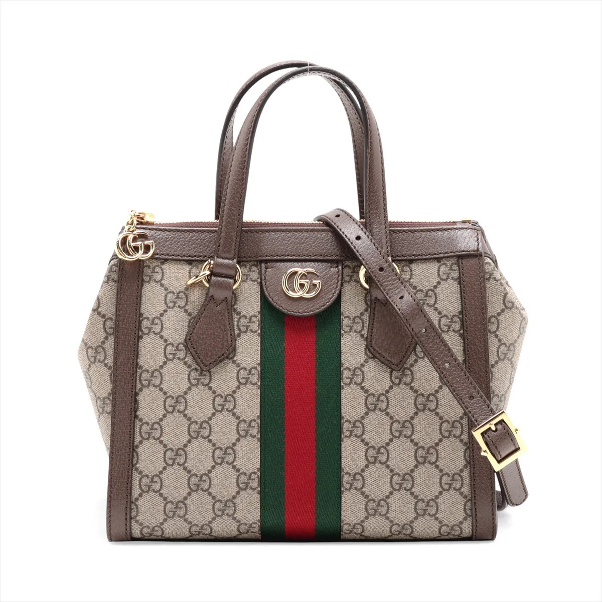 Gucci GG Supreme 547551 PVC & leather 2 Way Handbag Beige×Brown