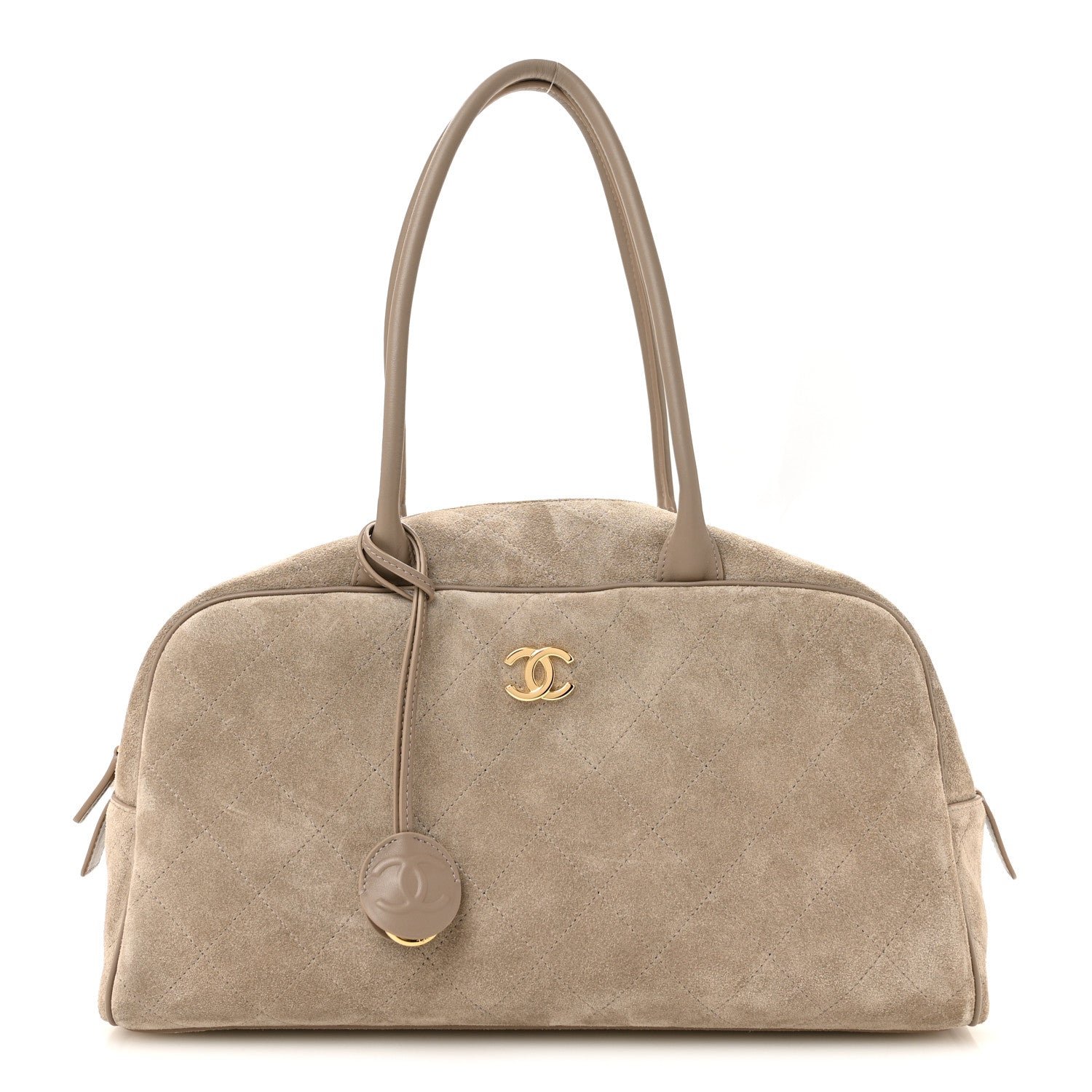 Chanel Suede Calfskin Large Perfect Bowling Bag Grey