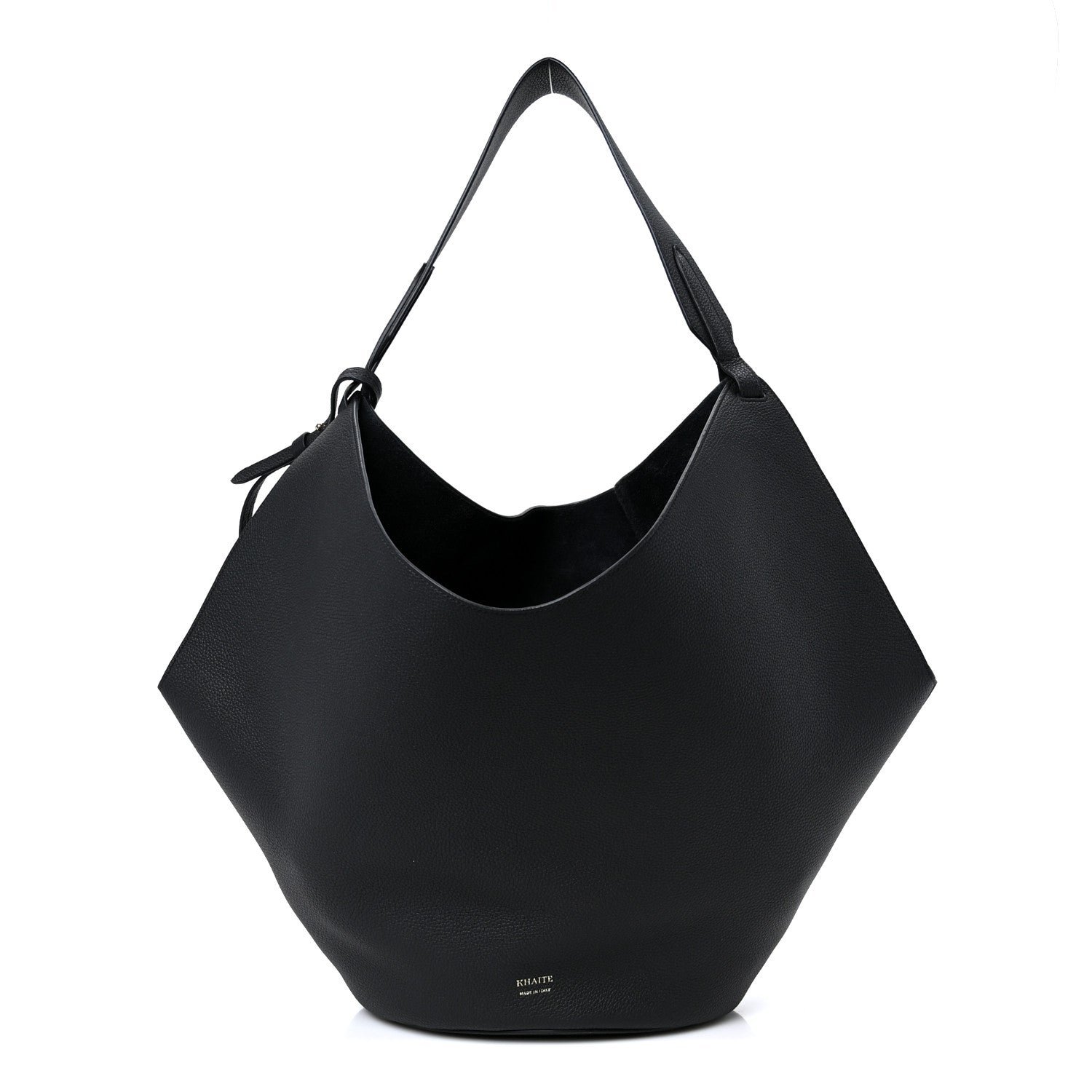 Khaite Pebbled Sport Calfskin Medium Lotus Tote Black