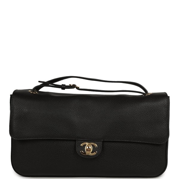 Chanel Chanel Maxi "Souplissimo" Small Flap Bag Black Grained Calfskin Gold Hardware