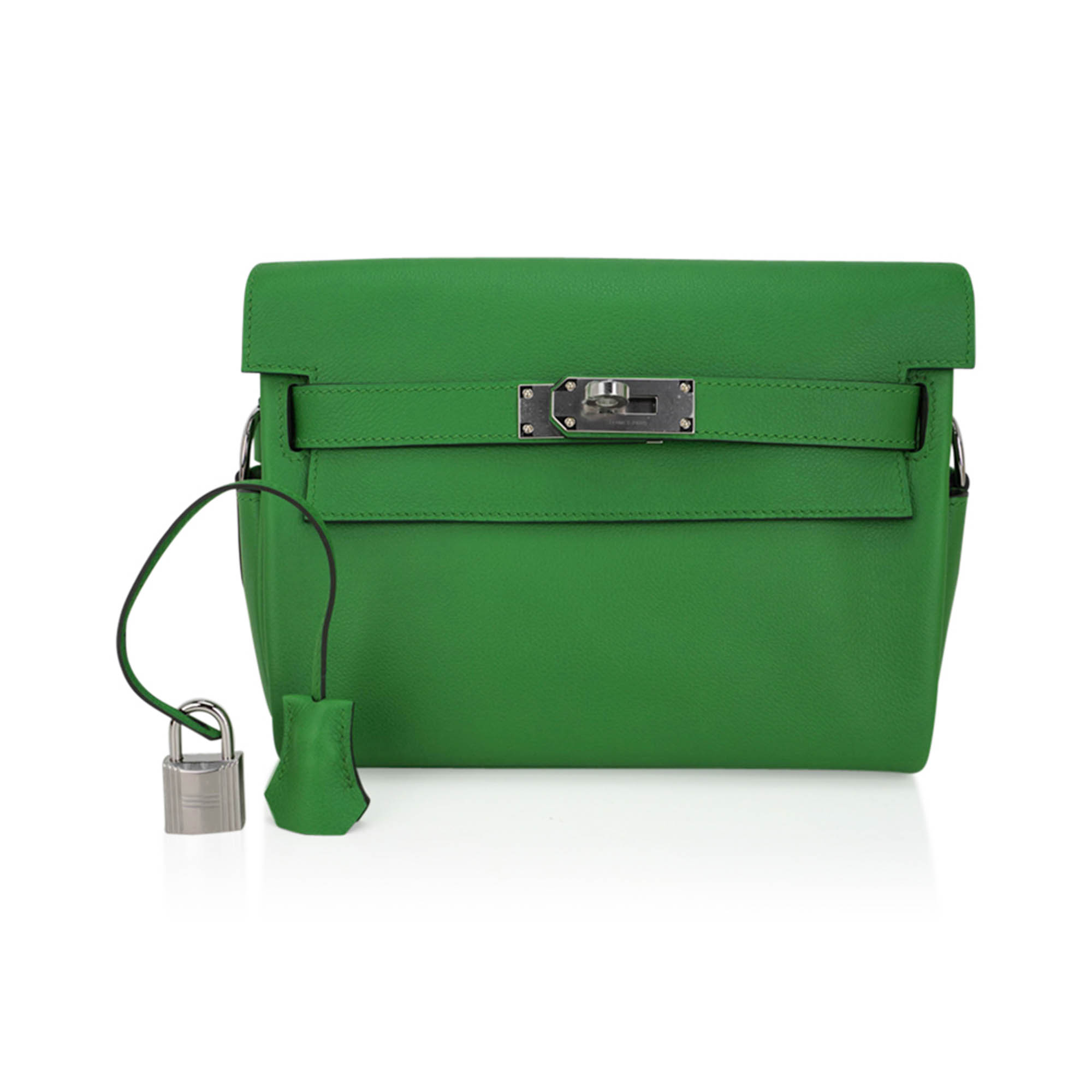 Hermes Hermes Kelly Messenger 25 Bag Vert Yucca Evercolor Leather with Palladium Hardware