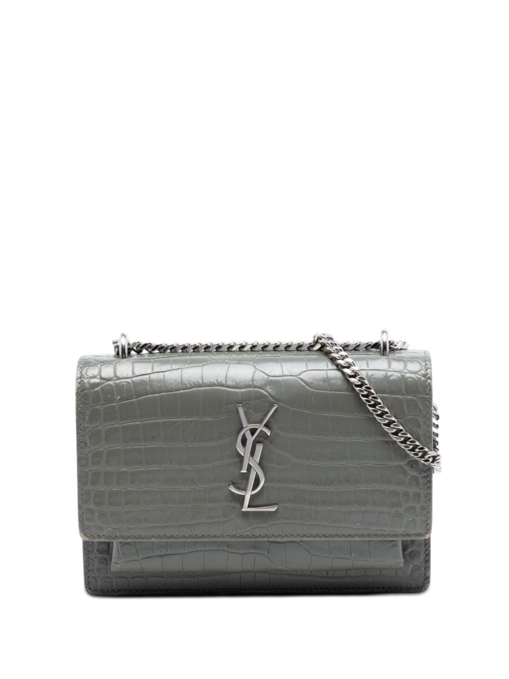 2017 Mini Croc Embossed Leather Monogram Sunset Wallet on Chain crossbody bag