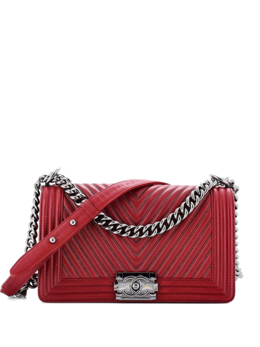 Boy Flap Bag Chevron Calfskin with Micro Chain Detail Old Medium shoulder bag