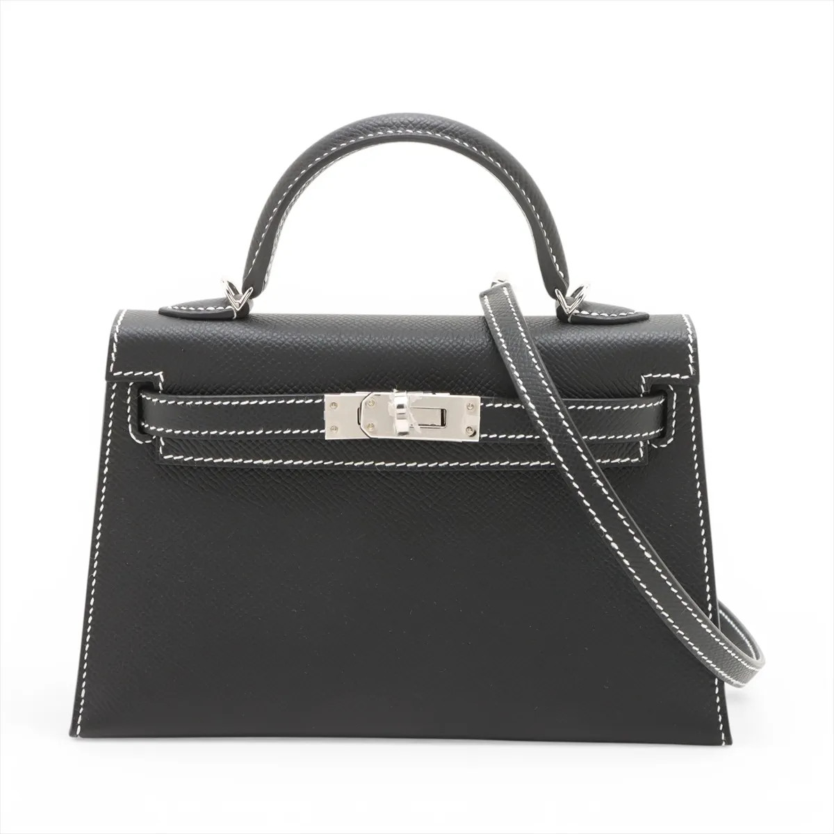 Hermès mini kelly 2 20 Veau Epsom Black Silver Metal Fittings