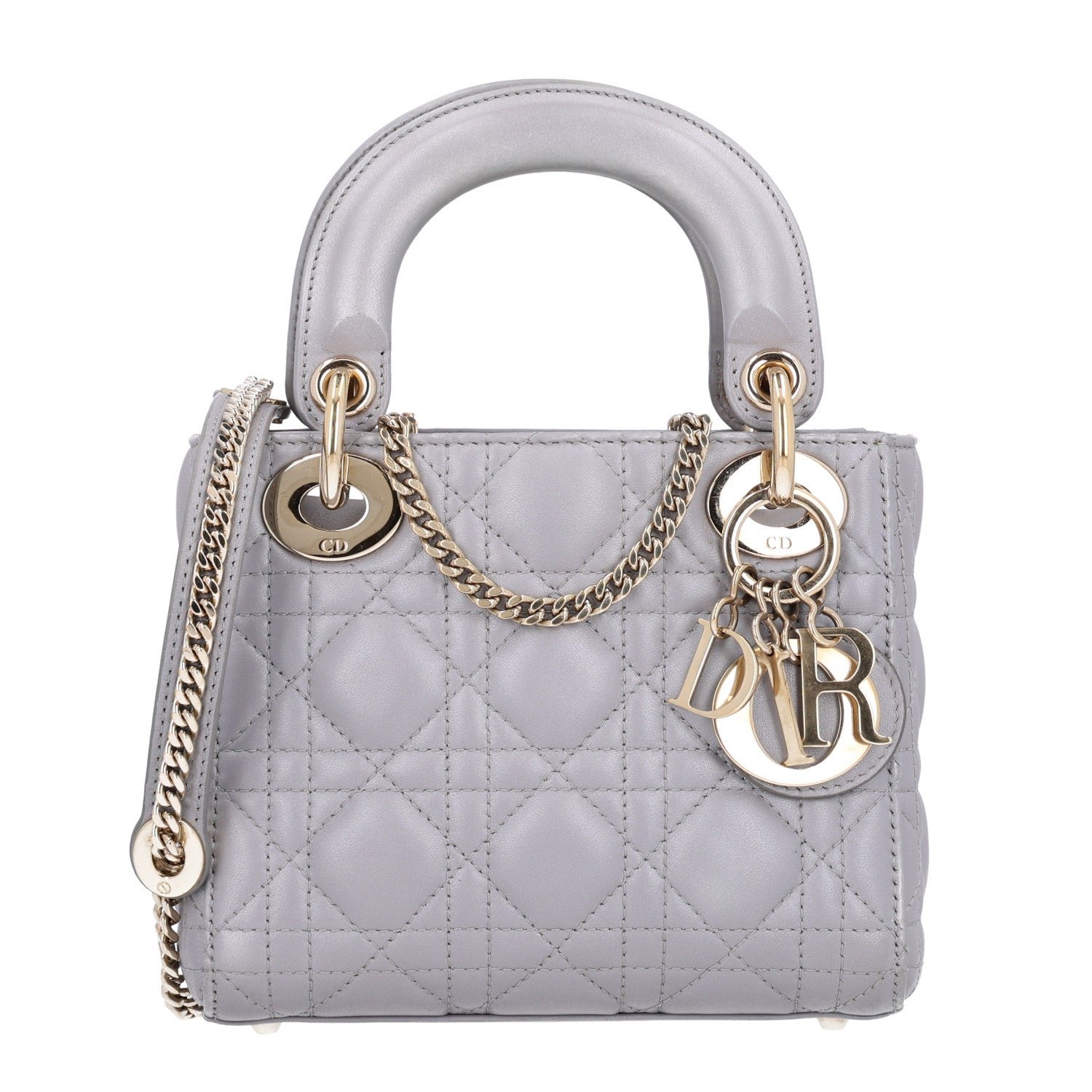 Christian Dior Lambskin Cannage Mini Lady Dior Grey