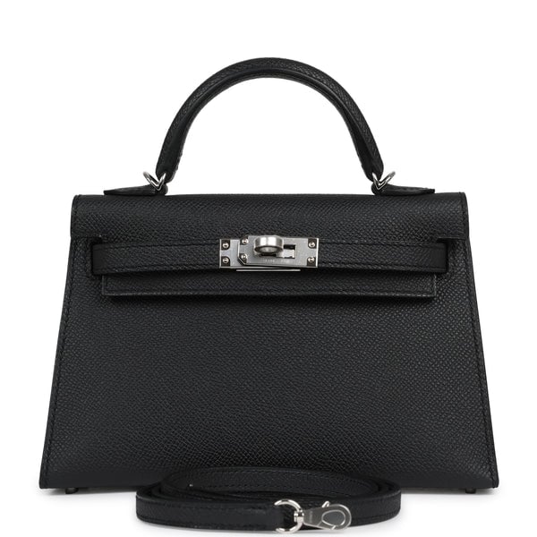 Hermes Kelly Sellier 20 Black Epsom Palladium Hardware
