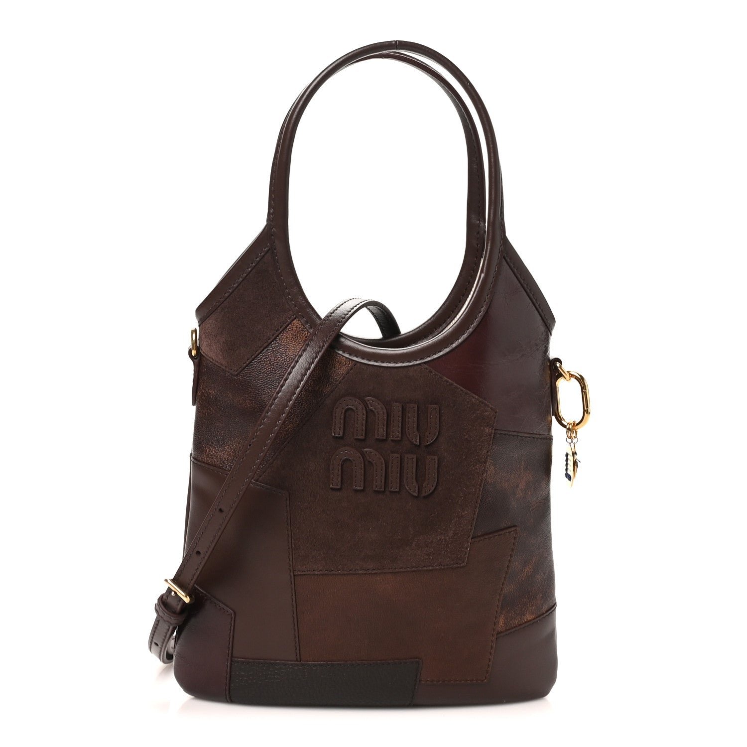 Miu Miu Nappa Suede Patchwork Mini Ivy Bag Briarwood
