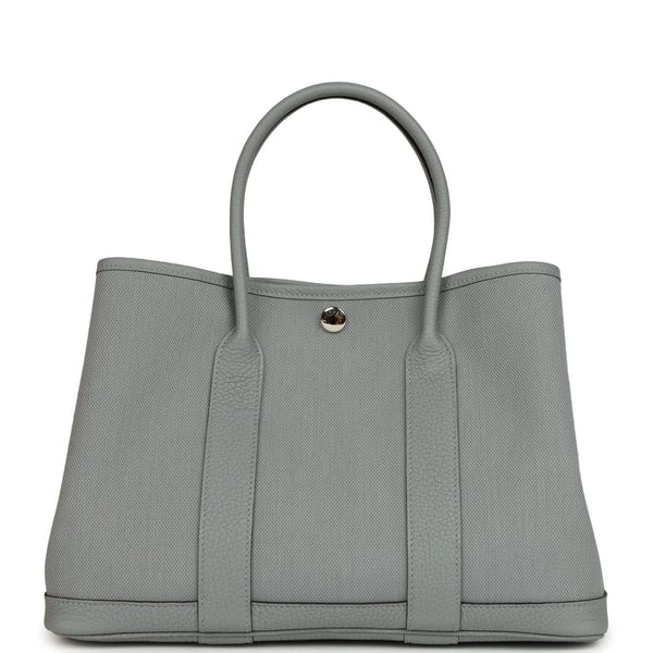 Hermes Hermes Garden Party 30 Gris Pantin Officier Canvas and Negonda Palladium Hardware