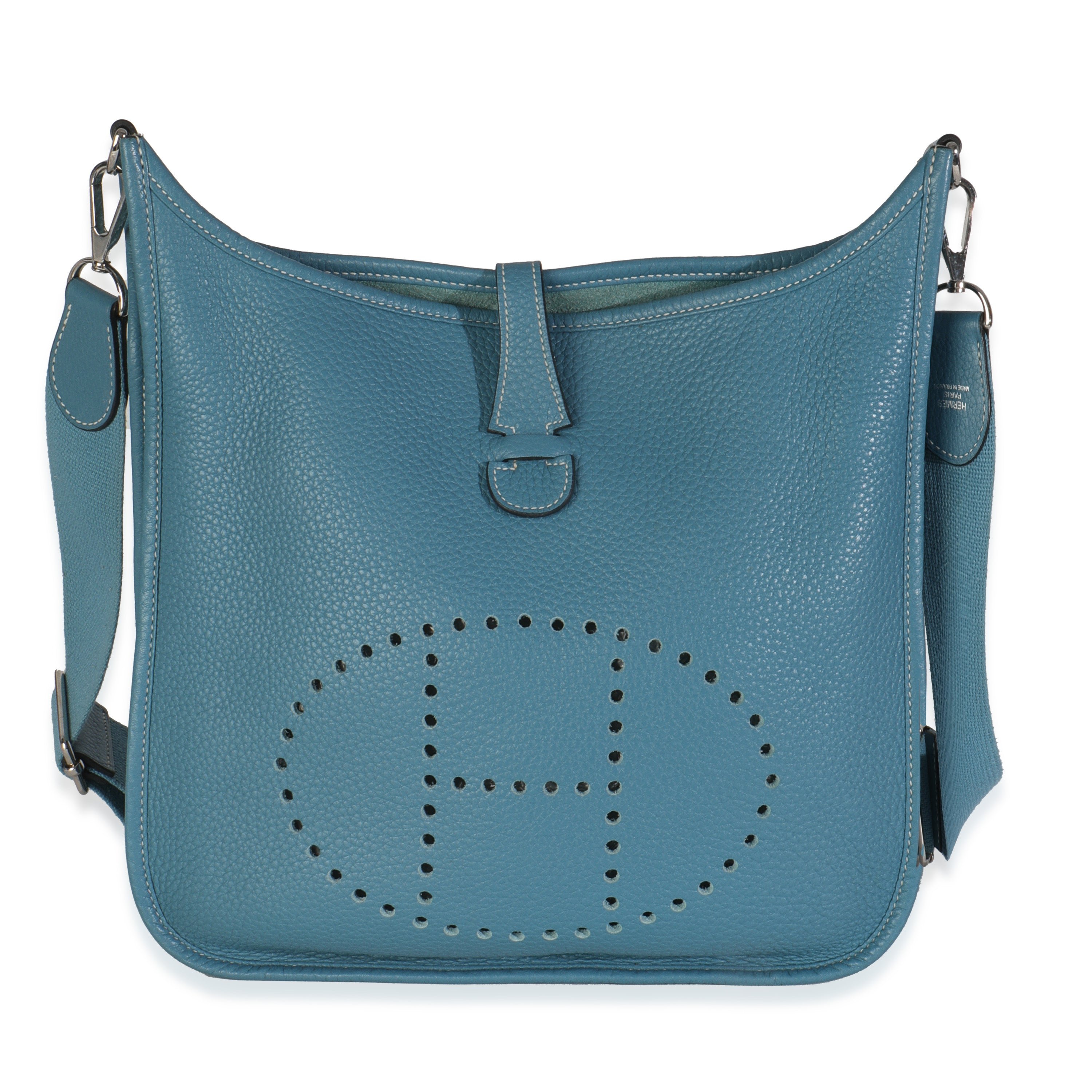 Hermes Blue Jean Clemence Evelyne III PM PHW