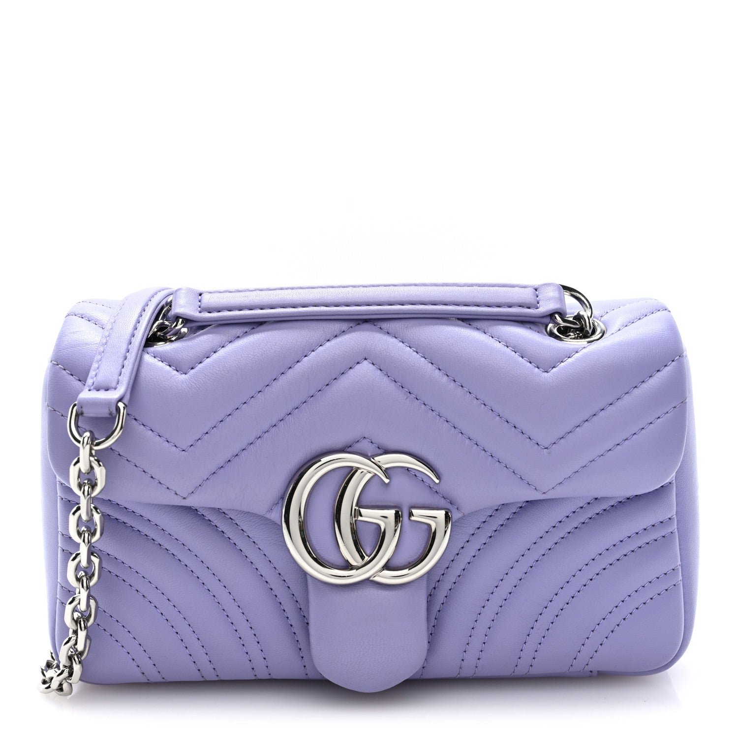 Gucci Lambskin Matelasse Small GG Marmont Shoulder Bag Lapis