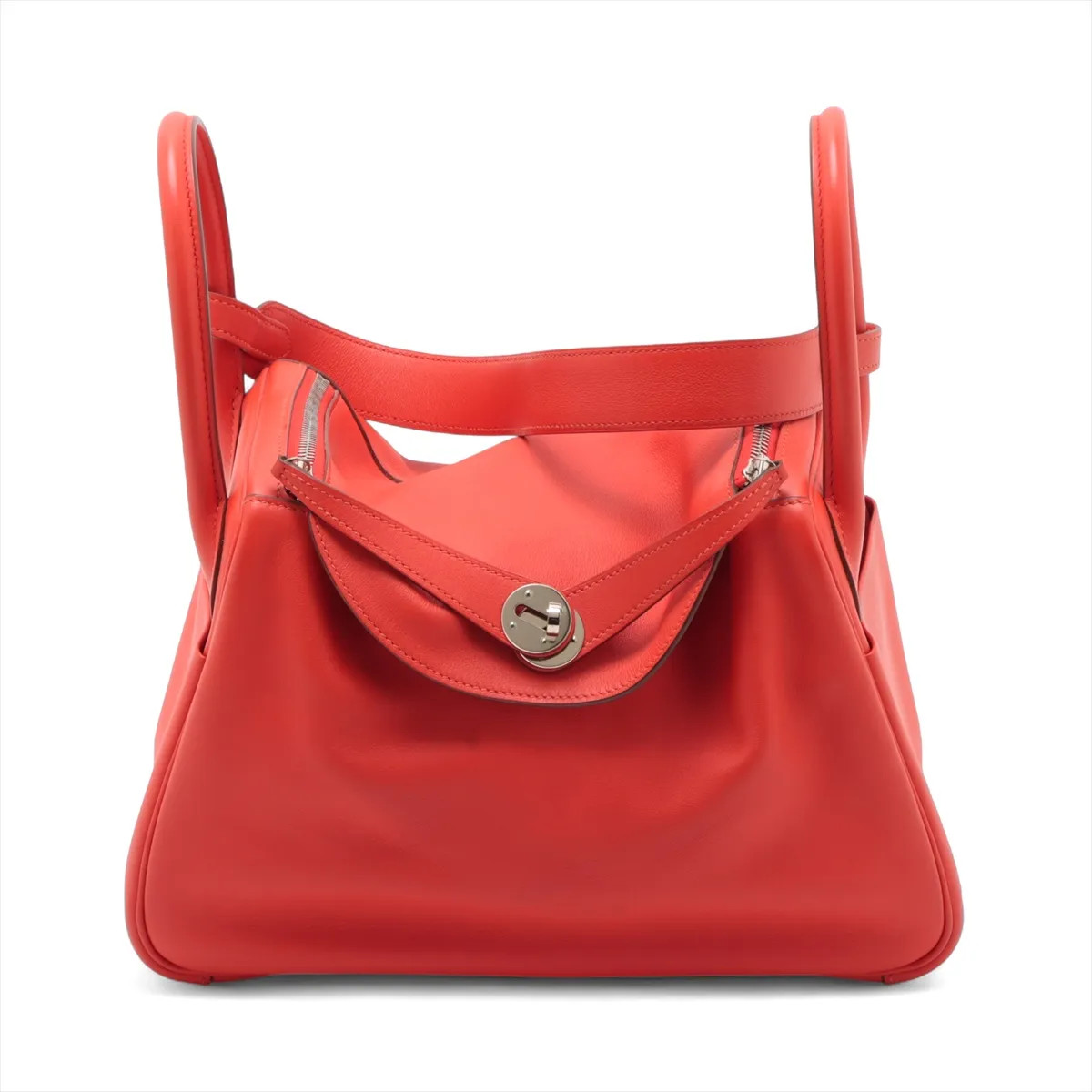Hermès Lindy 30 Veau Swift Rouge pivoine Silver Metal Fittings