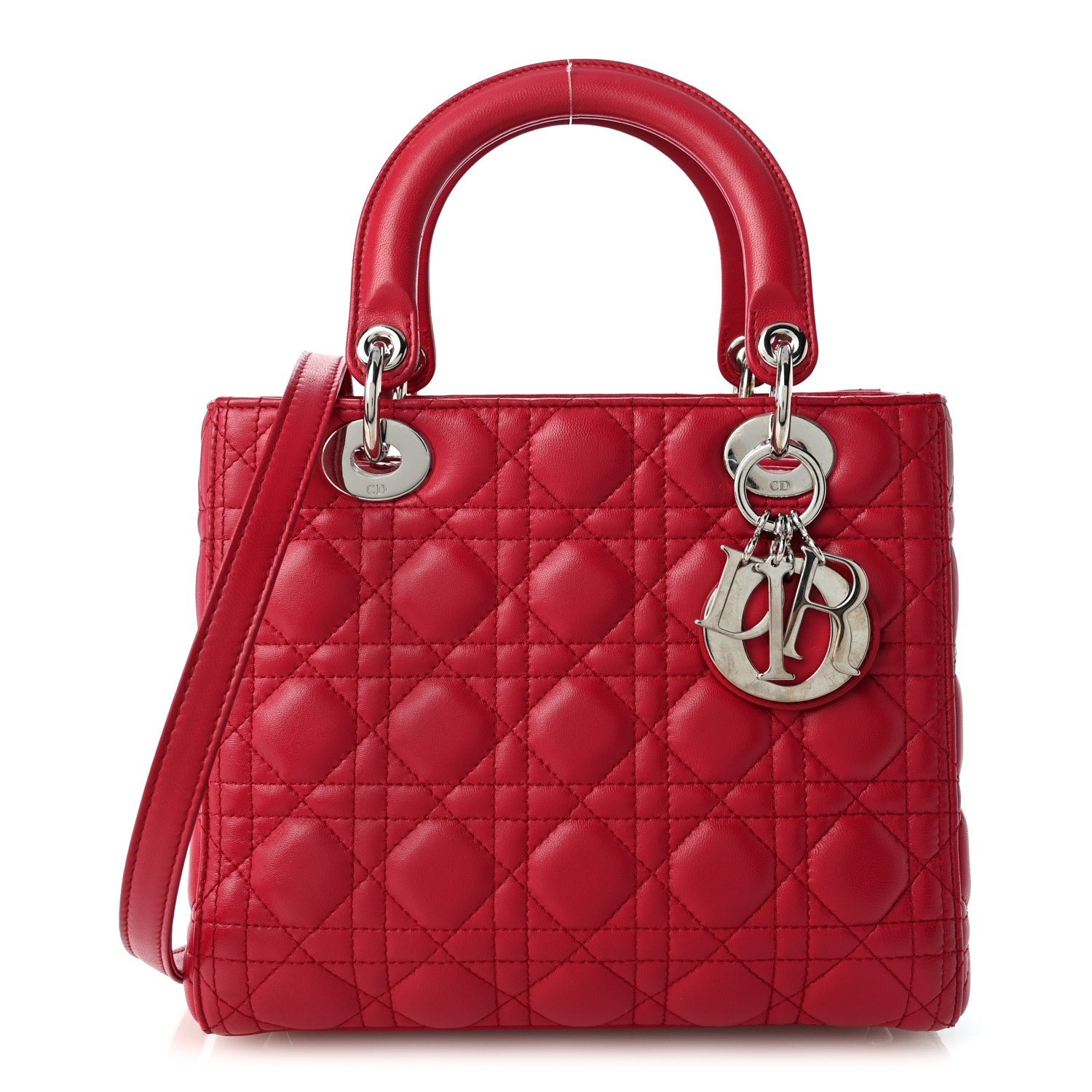 Christian Dior Lambskin Cannage Medium Lady Dior Dark Pink