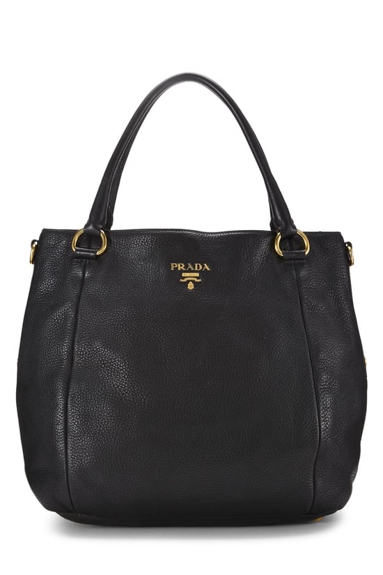 Black Vitello Daino Convertible Tote