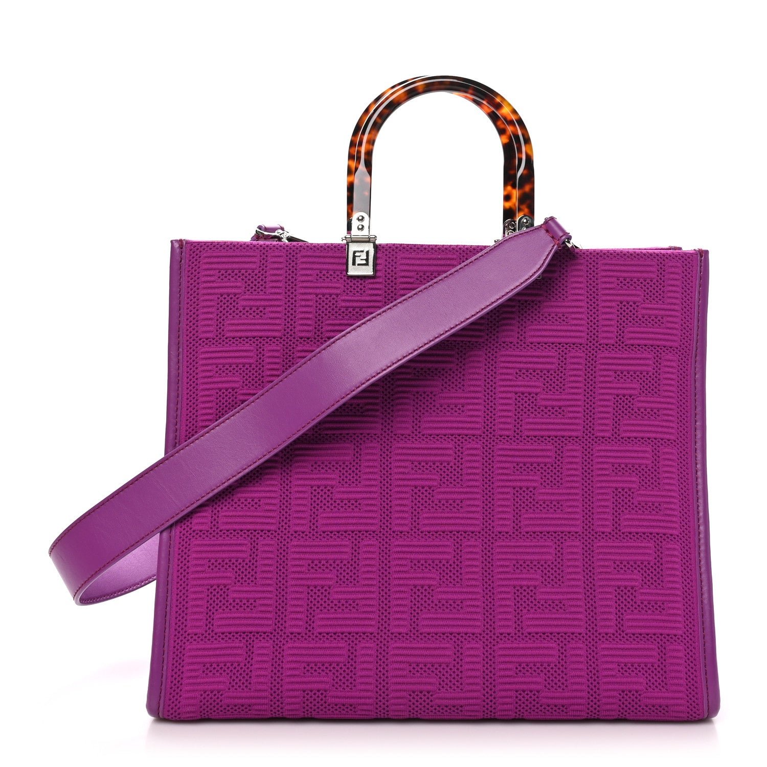 Fendi Technical Fabric Plexiglass FF Medium Fendi Sunshine Shopper Tote Bouganville