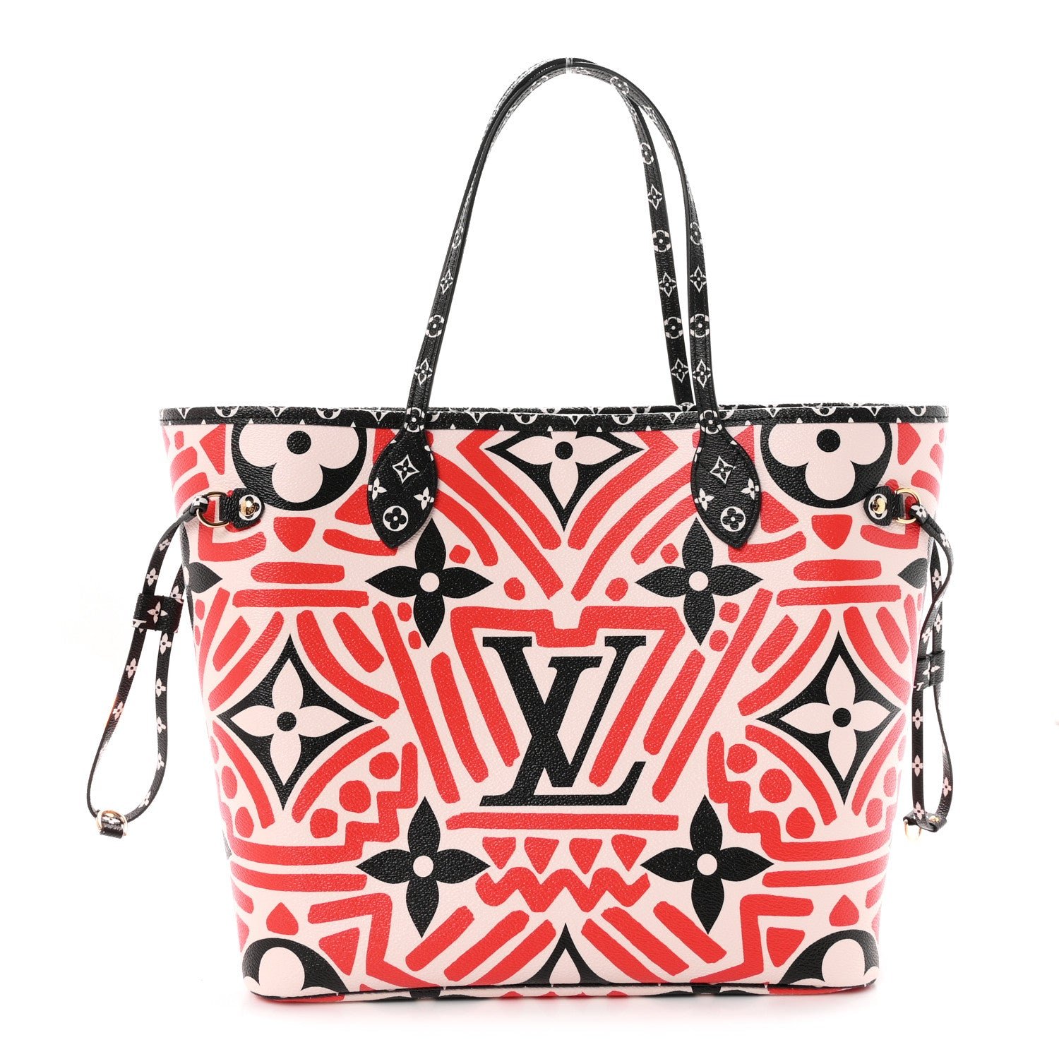 Louis Vuitton Monogram Giant Crafty Neverfull MM Creme Rouge Black