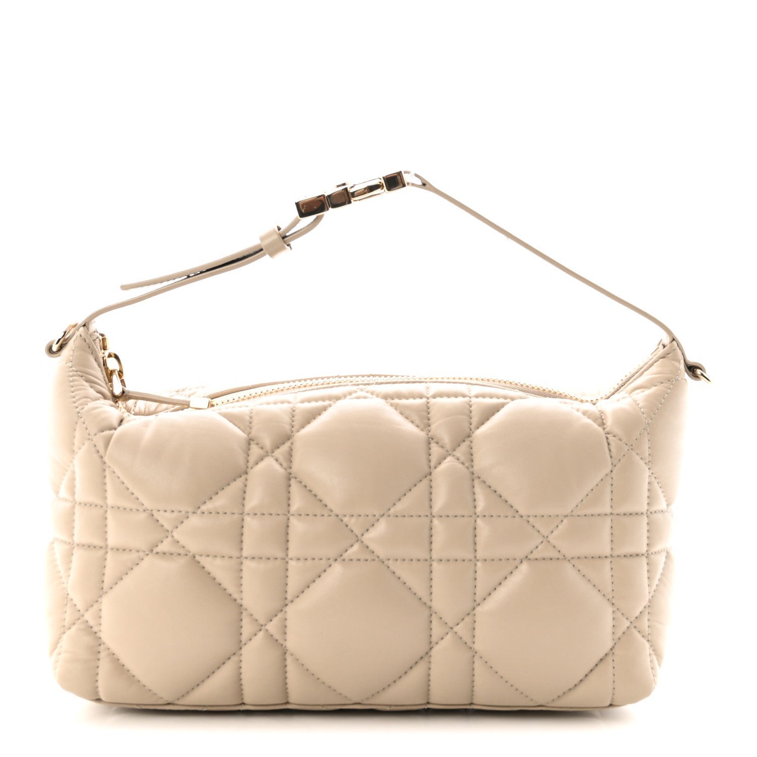 Christian Dior Calfskin Macrocannage Medium Diortravel Nomad Pouch Sand