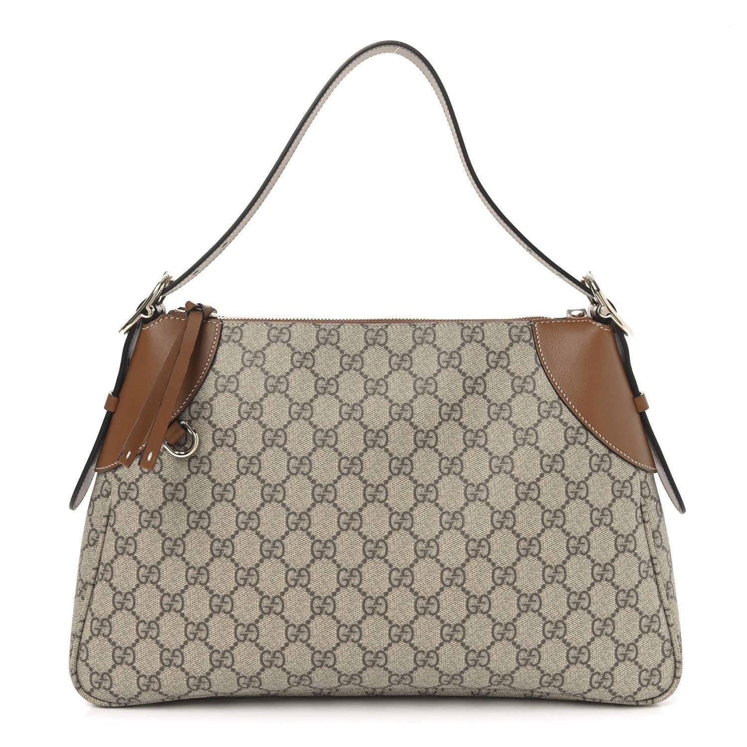 Gucci GG Supreme Monogram Emblem Medium Shoulder Bag Beige Ebony Sundial