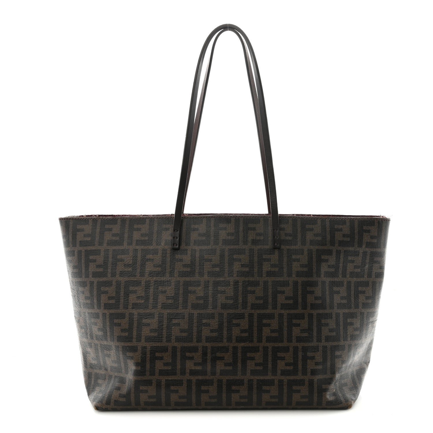 Fendi Zucca Spalmati Medium Roll Tote Tobacco Fuxia