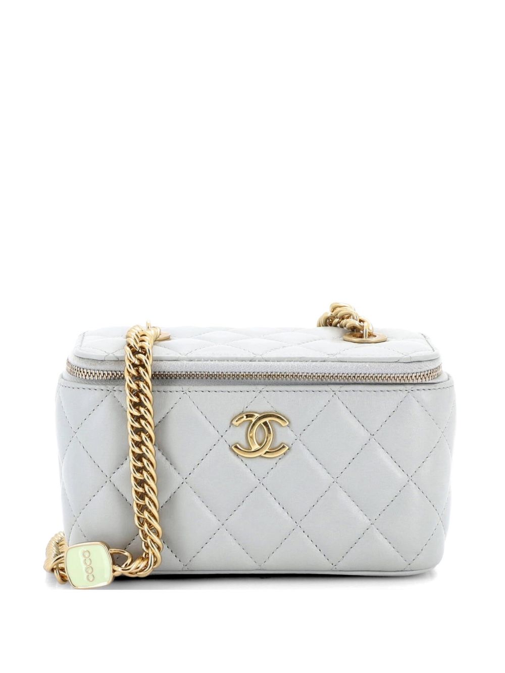 Coco Enamel Strap Vanity Case with Chain Quilted Lambskin Small crossbody bag