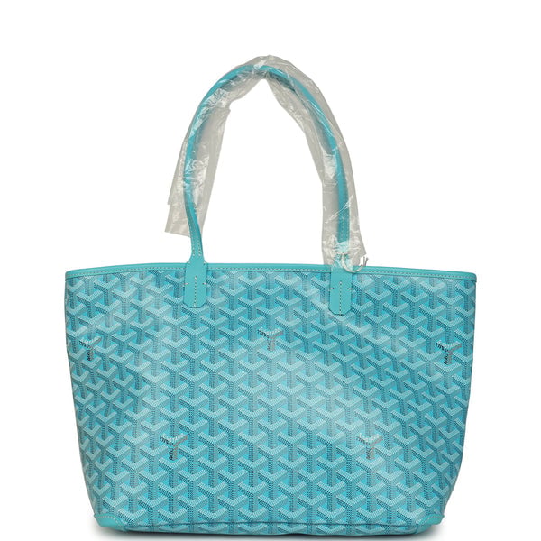 Goyard Goyard Goyardine Canvas Turquoise Artois PM Tote Palladium Hardware