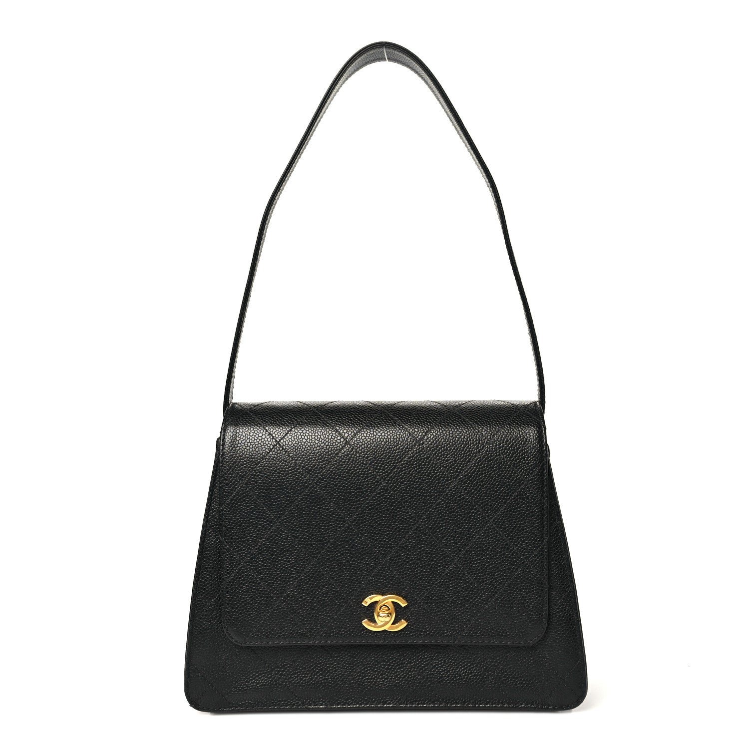 Chanel Caviar Diamond Stitched Flap Shoulder Bag Black