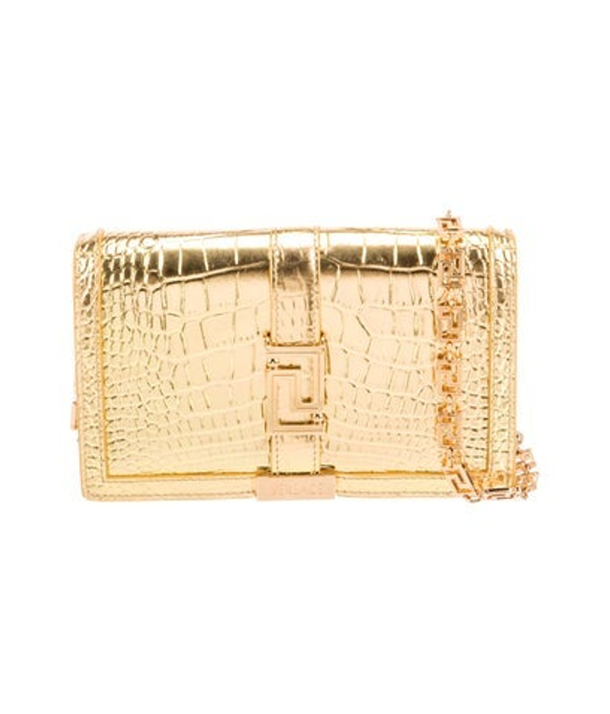 Versace Embossed Leather Shoulder Bag