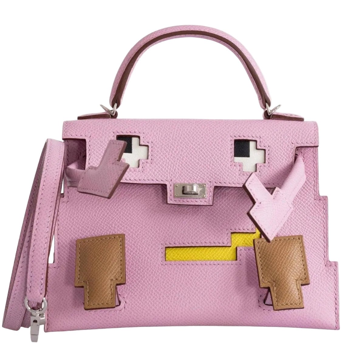 Hermès Kelly Doll Quelle Idole Picto Mauve Sylvestre, Nata, Chai and Lime Epsom Palladium Hardware