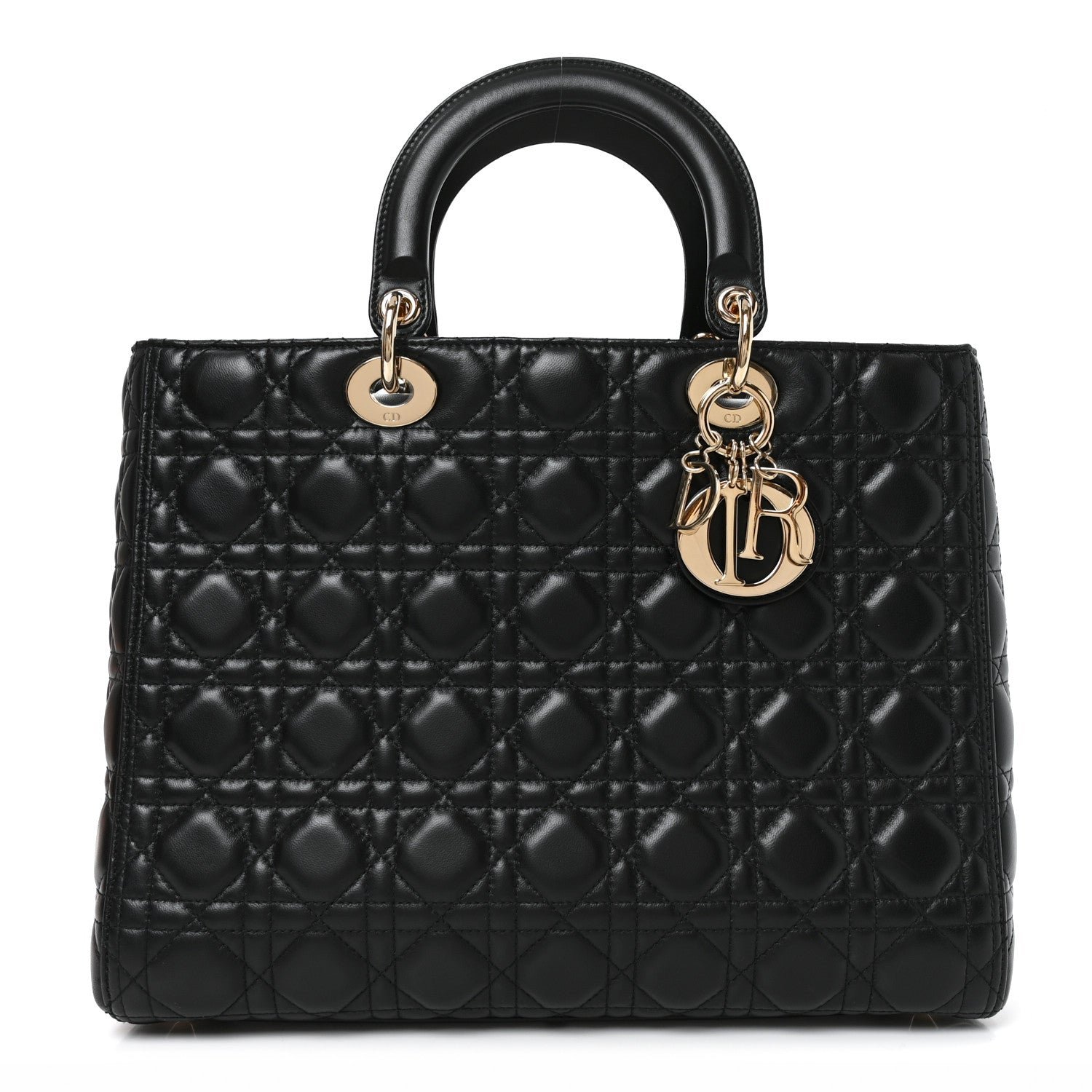 Christian Dior Lambskin Cannage Large Lady Dior Black