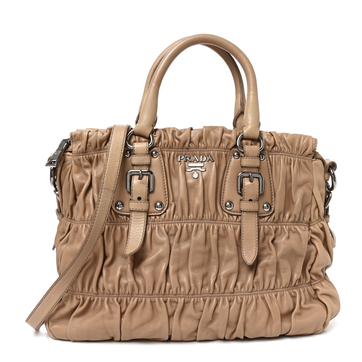 Prada Nappa Gaufre Shopping Satchel Visone